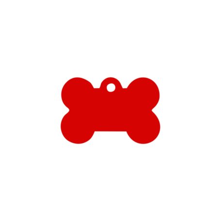 Gravírozható fém kutyabiléta, csont alakú, piros, közepes (40x27 mm)
