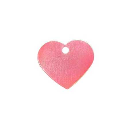 Gravírozható fém kutyabiléta, szív alakú, rózsaszín, közepes (31x26 mm)